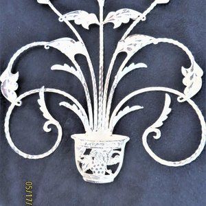 Country French Provencal Metal Wall Sculpture White 19" x 16"